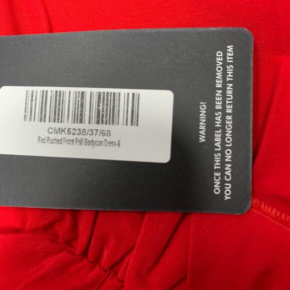 Pretty Little Things Ruched Front Bodycon Dress Sz 2 Red - Picture 6 of 13